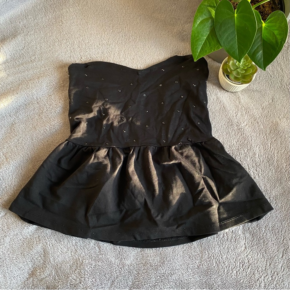 Vintage Y2K dynamite sparkly black tube top size small